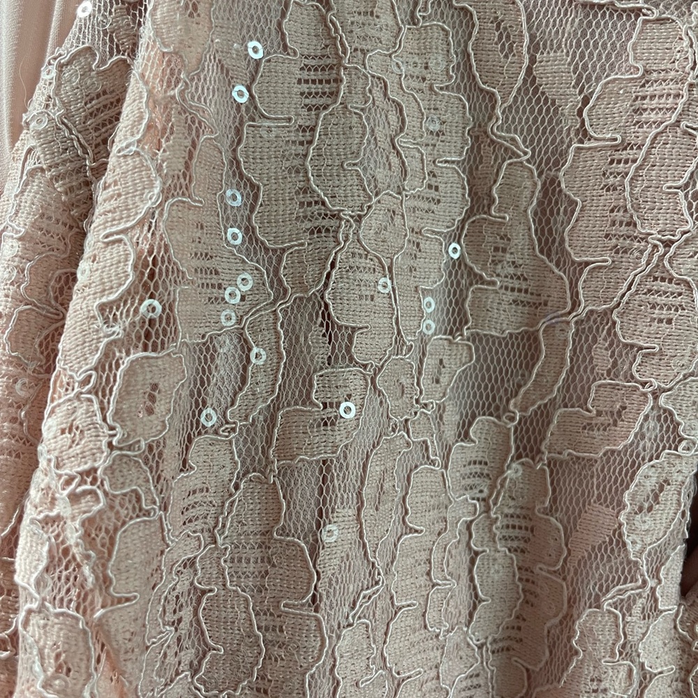 SLNY Special Occasion Dress faded rose pink sleeveless with cape Sequins size 16 - Picture 5 of 16